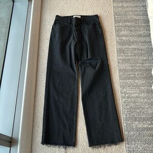 Abercrombie raw hem 90s relaxed high rise black